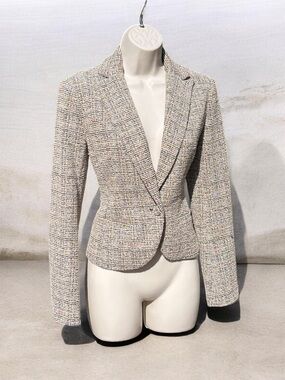 XS Amanda & Chelsea Cream Multicolor Bouclé Blazer